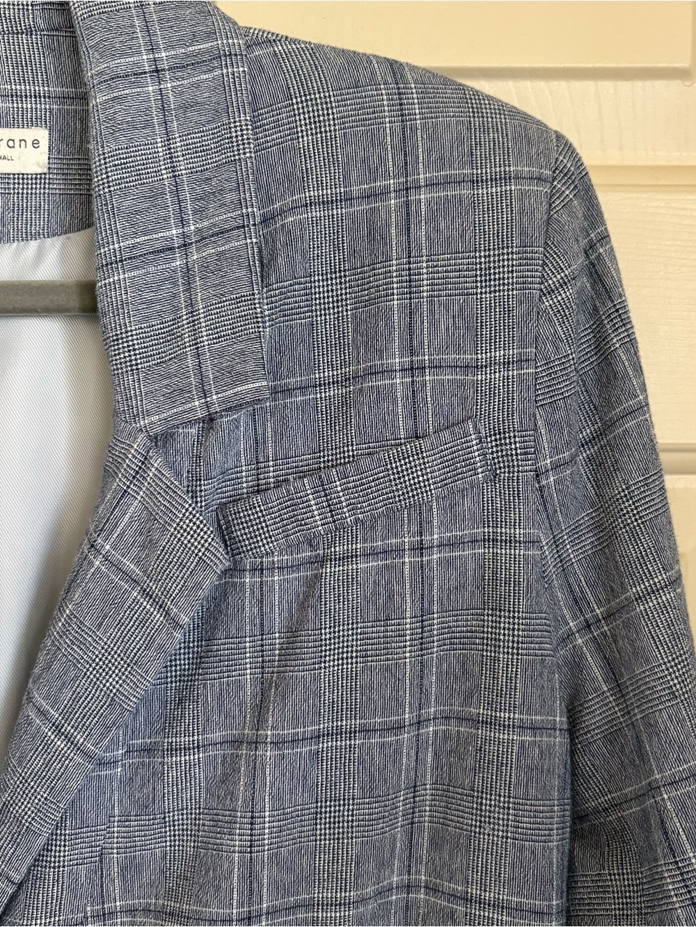 Paper Crane Plaid Linen Blend Blazer Blue Preppy Coastal Women's Jacket Size S - Picture 2 of 6
